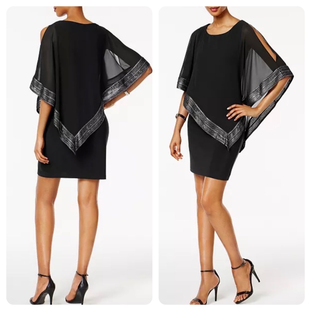 SL Fashions Metallic-Trim Capelet Sheath Dress